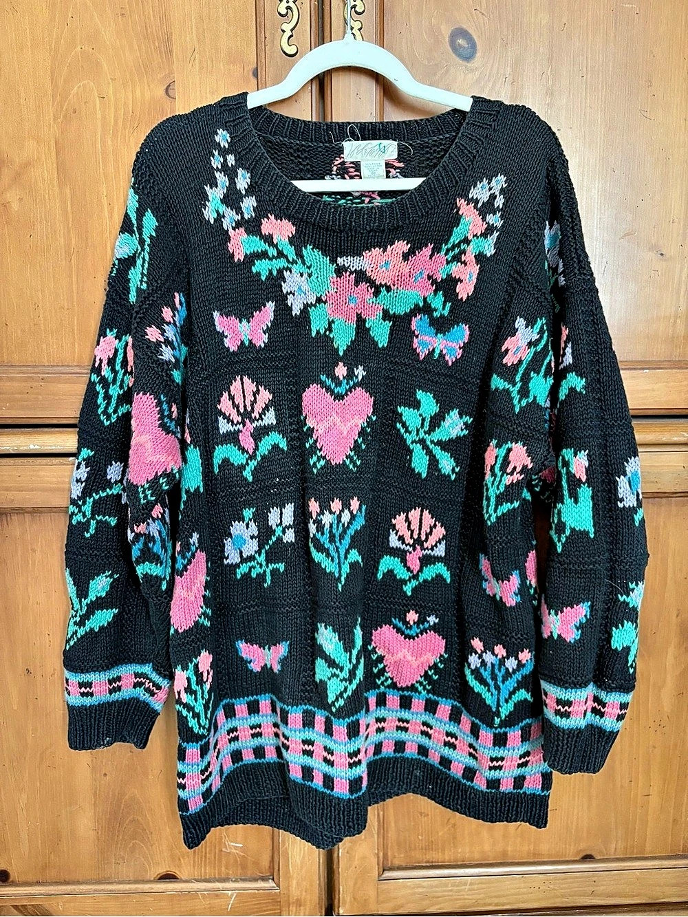 Vintage Knit Floral Crewneck Sweater Women’s Large